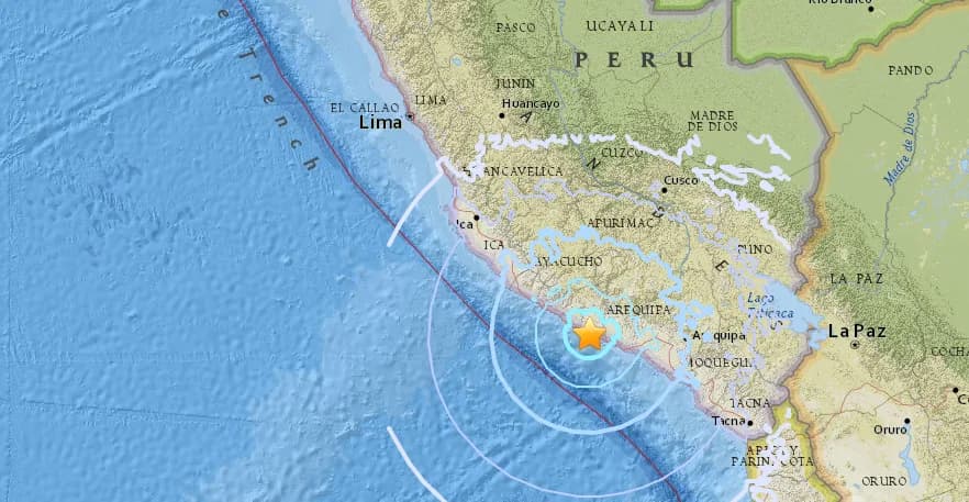 Sismo de magnitud 5,1 remece la costa sur de Perú