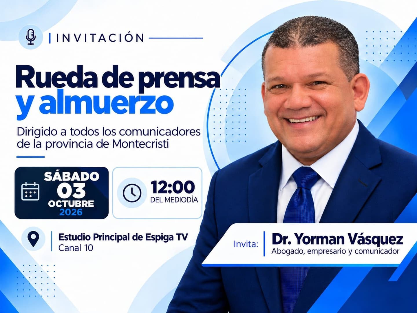 Doctor Yorman Vásquez realizará Rueda de Prensa podría dar a conocer de manera oficial sus aspiraciones a diputado PRM por Montecristi